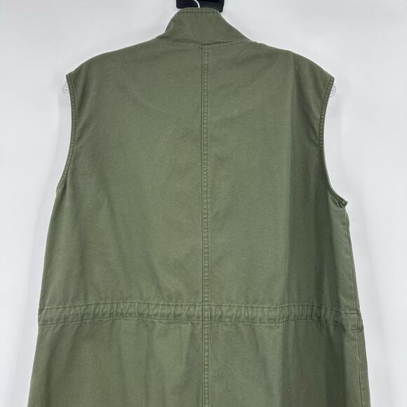 RO & DE Anthropologie Olive Green Utility Zip Vest Pockets Drawstring Womens M - Picture 9 of 11